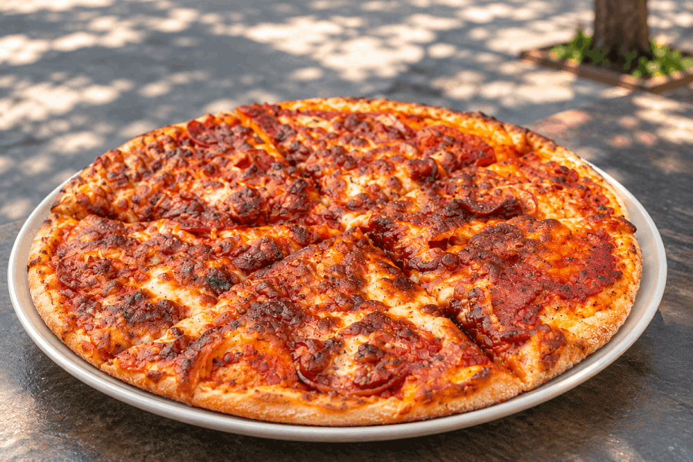 Freshly baked pizza from St Andrews Shawarma House.